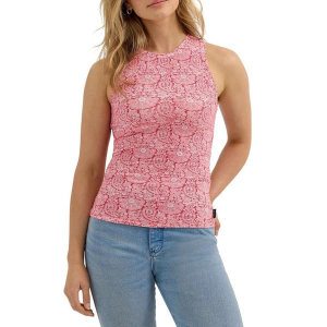 Women's Wrangler Printed Slim Goddess Crew Neck Tank Top Small Red Bandana