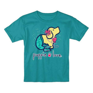 Girls' Puppie Love Mermaid Pup T-Shirt Large Aqua