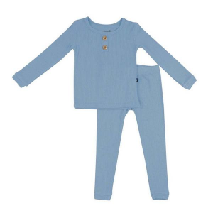Kyte Baby Ribbed Henley Pajama Set Toddler 5 Slate