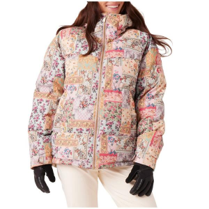 Women's Roxy Alofted Quilted Print Puffer Jacket Large Wahine