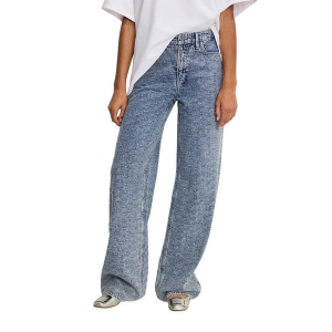 Women's GOOD AMERICAN Good Skate Crystal Wide Leg Jeans Indigo 14 34