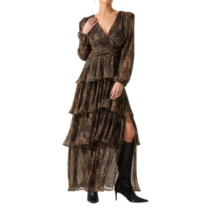 Women's ASTR The Label Anora Floral Tiered Maxi Dress Small Leopard Print