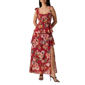 Women's ASTR The Label Mellorie Tiered Maxi Dress XSmall Red Multi Floral