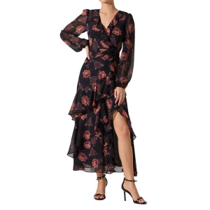 Women's ASTR The Label Corrina Floral Ruffle Dress XSmall Black Floral