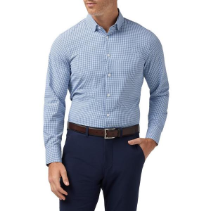 Men's Mizzen+Main Leeward Long Sleeve Button Up Shirt Medium Midnight Navy Sam Plaid