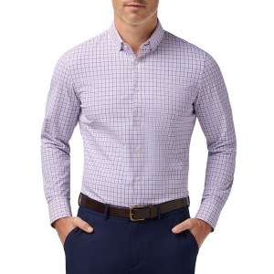 Men's Mizzen+Main Leeward Long Sleeve Button Up Shirt XLarge Pink Salt Wyatt Plaid