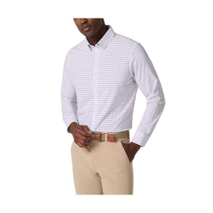 Men's Mizzen+Main Leeward Long Sleeve Button Up Shirt 2XLarge Eggplant Hatch Mark