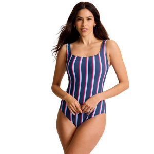 Women's Tommy Bahama Deepsea Stripe Tank One Piece Swimsuit Misses 14 Mare Navy