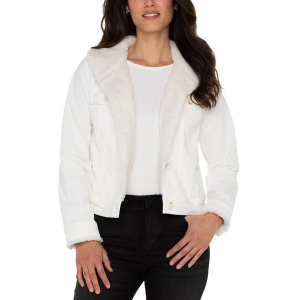 Women's Liverpool Los Angeles Corduroy Sherpa Collar Trucker Jacket XLarge Vintage White