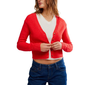 Women's Free People Cardigan School Girl XSmall Cherry