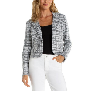 Women's Liverpool Los Angeles Cropped Crop Blazer XSmall Black White Plaid