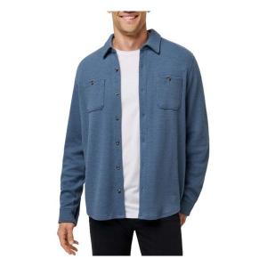 Men's TravisMathew Cloud Waffle Long Sleeve Button Up Shirt Small Bering Sea