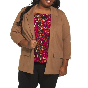 Women's Liverpool Los Angeles Boyfriend Short Blazer Plus Size 3X Maple