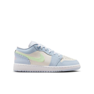 Kids' Air Jordan 1 Low Sneakers Big 6 Regular Half Blue/Vapor Green-Sail-White