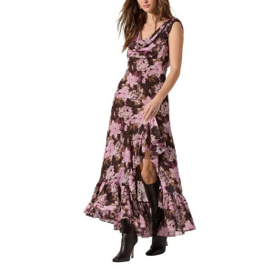 Women's ASTR The Label Cecilia Floral Maxi Shift Dress Medium Brown Pink Floral