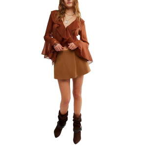 Women's Free People We The Free Paradise Found Suede Skort Medium Caramel Cafe