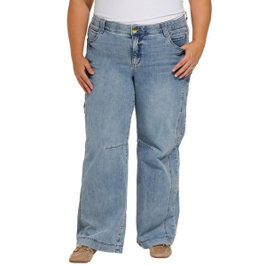 Women's Democracy Plus Size "Ab" Solution Double Side Seam Wide Leg Jeans Light Blue 20 32