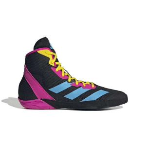 Men's adidas Adizero Mat Wizard 6 Wrestling Shoes 6.5 Regular Black/Pink/Cyan