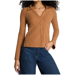 Women's Spanx Ribbed Knit Long Sleeve Button Up Shirt XLarge Maplewood
