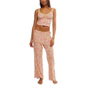 Women's Free People Fresh In Love Pajama Set Large Butter Combo
