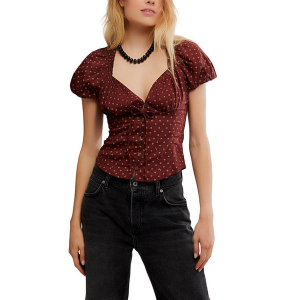 Women's Free People Summer Print Shirt Small Chocolate Combo