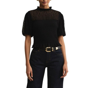 Women's Z Supply Glimpse Lace Shirt Small Black