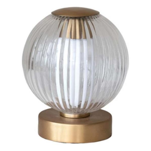 Creative Co-Op Glass & Metal Pleated LED Table Lamp with Touch Sensor