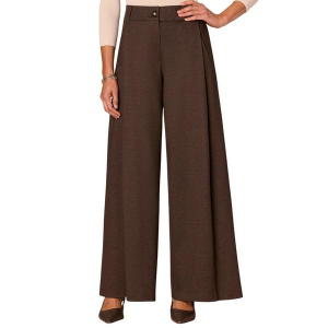Women's Democracy "Ab"solution Skyrise Pleated Wide Leg Knit Trouser Dress Pants 14 Cold Brew