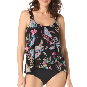 Women's Beach House Amelia Underwire Mesh Swim Tankini Misses 14 Black
