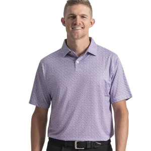 Men's FootJoy Floral Mark Lisle Polo Medium Vivid Violet/Pink Pop/White