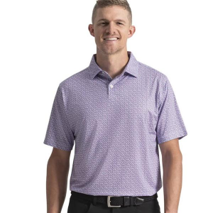 Men's FootJoy Floral Mark Lisle Polo 2XLarge Vivid Violet/Pink Pop/White
