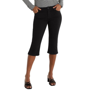 Women's Liverpool Los Angeles Side Slit Capri Straight Jeans Black Rinse 12 17