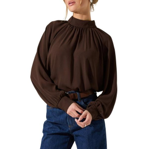 Women's ASTR The Label Sabelle Long Sleeve Blouse Medium Brown