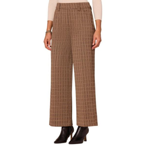 Women's Democracy "Ab"leisure Skyrise Pull-On Plaid Wide Leg Dress Pants XLarge Brown Cropped