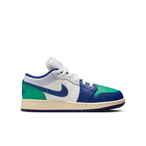 Kids' Air Jordan 1 Low SE Sneakers Big 5 Regular Sail/Deep Royal Blue/Stadium Green