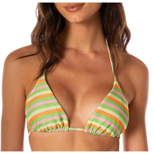 Women's Maaji Balmy Sliding Triangle Swim Bikini Top Contemporary Medium Rainbow Stripe