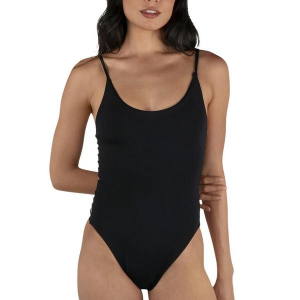 Women's Hurley Solid Moderate One Piece Swimsuit Contemporary Large Black