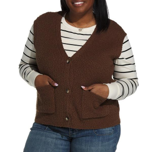 Women's Thread & Supply Sweater Vest Emma 2X Coffee Bean