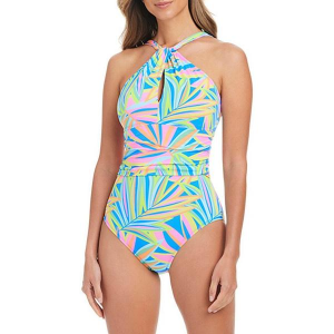 Women's Bleu Rod Beattie On The Bright Side Hi-Neck One Piece Swimsuit Contemporary 10 Multi