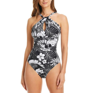Women's Bleu Rod Beattie Double Duty Keyhole Premium One Piece Swimsuit Contemporary 6 Black