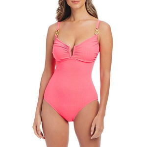 Women's Bleu Rod Beattie Pique Ole One Piece Swimsuit Contemporary 10 Bardot Blush
