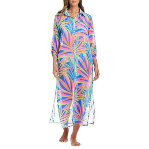 Women's Bleu Rod Beattie Chiffon Long Shirt Swim Cover Up Small Multi