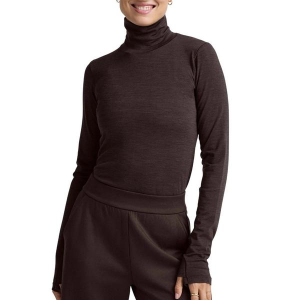 Women's Beyond Yoga LuxeKnit Merino Wool Long Sleeve Shirt Large Chocolate