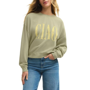 Women's Z Supply Ciao First Date Crewneck Sweatshirt Large Bay Leaf