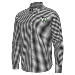 Boston Celtics Ellis Woven Antigua Long Sleeve Button Up 3XLarge Black/White