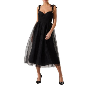 Women's ASTR The Label Karyme Polka Dot Bustier Midi Dress Small Black