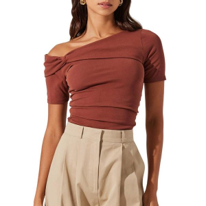 Women's ASTR The Label Saylah Twist Shirt Medium Brown