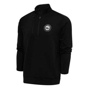 Philadelphia 76ers Chest Logo Generation Antigua Long Sleeve 1/4 Zip Large Black