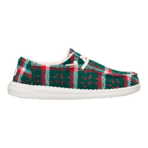 Women's HEYDUDE Wendy Confetti Plaid Cozy Loafers Regular 9 Red/Green/Multi