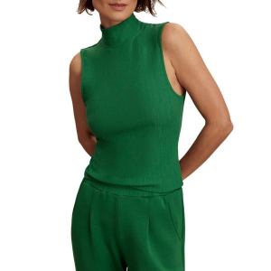 Women's Varley Caley Fitted Rib Mock Neck Tank Top Small Verdant Green